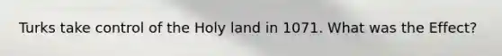 Turks take control of the Holy land in 1071. What was the Effect?