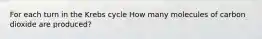 For each turn in the Krebs cycle How many molecules of carbon dioxide are produced?