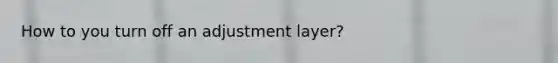 How to you turn off an adjustment layer?