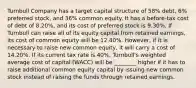 Turnbull Company has a target capital structure of 58% debt, 6% preferred stock, and 36% common equity. It has a before-tax cost of debt of 8.20%, and its cost of preferred stock is 9.30%. If Turnbull can raise all of its equity capital from retained earnings, its cost of common equity will be 12.40%. However, if it is necessary to raise new common equity, it will carry a cost of 14.20%. If its current tax rate is 40%, Turnbull's weighted average cost of capital (WACC) will be ________ higher if it has to raise additional common equity capital by issuing new common stock instead of raising the funds through retained earnings.