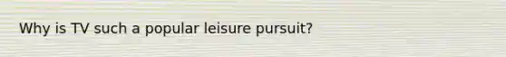 Why is TV such a popular leisure pursuit?