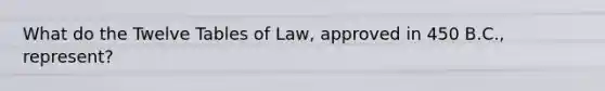 What do the Twelve Tables of Law, approved in 450 B.C., represent?