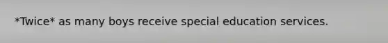 *Twice* as many boys receive special education services.