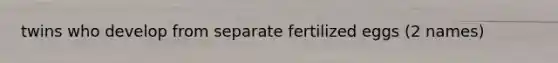 twins who develop from separate fertilized eggs (2 names)