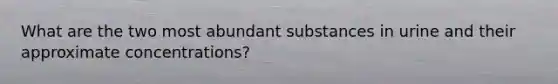 What are the two most abundant substances in urine and their approximate concentrations?