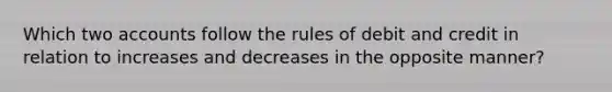 Which two accounts follow the rules of debit and credit in relation to increases and decreases in the opposite manner?