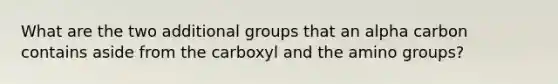 What are the two additional groups that an alpha carbon contains aside from the carboxyl and the amino groups?