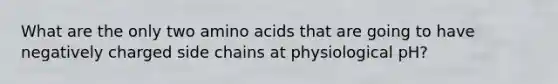 What are the only two amino acids that are going to have negatively charged side chains at physiological pH?