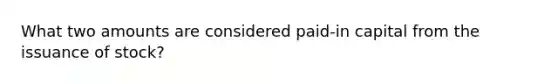 What two amounts are considered paid-in capital from the issuance of stock?