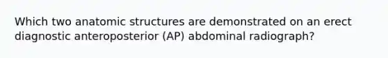 Which two anatomic structures are demonstrated on an erect diagnostic anteroposterior (AP) abdominal radiograph?