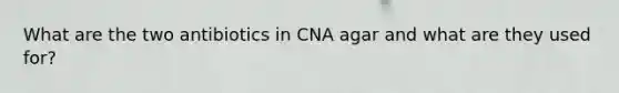 What are the two antibiotics in CNA agar and what are they used for?