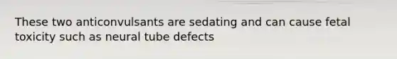 These two anticonvulsants are sedating and can cause fetal toxicity such as neural tube defects