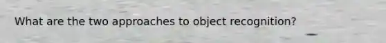 What are the two approaches to object recognition?