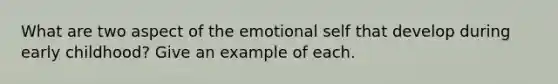 What are two aspect of the emotional self that develop during early childhood? Give an example of each.