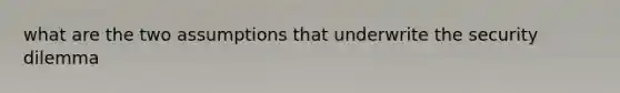 what are the two assumptions that underwrite the security dilemma