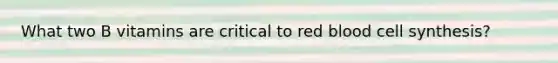 What two B vitamins are critical to red blood cell synthesis?