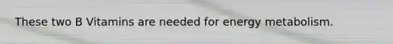 These two B Vitamins are needed for energy metabolism.
