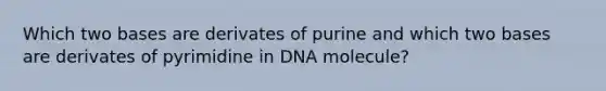 Which two bases are derivates of purine and which two bases are derivates of pyrimidine in DNA molecule?