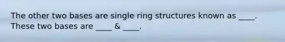 The other two bases are single ring structures known as ____. These two bases are ____ & ____.