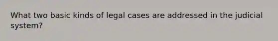 What two basic kinds of legal cases are addressed in the judicial system?