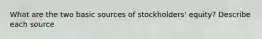 What are the two basic sources of stockholders' equity? Describe each source