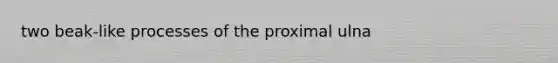 two beak-like processes of the proximal ulna