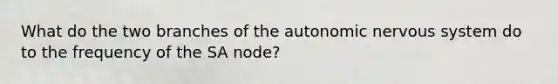 What do the two branches of the autonomic nervous system do to the frequency of the SA node?