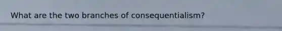 What are the two branches of consequentialism?