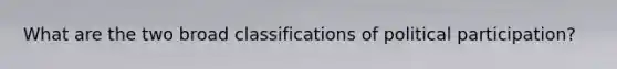 What are the two broad classifications of political participation?
