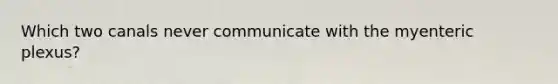 Which two canals never communicate with the myenteric plexus?