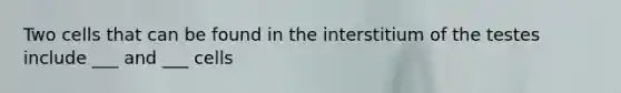 Two cells that can be found in the interstitium of the testes include ___ and ___ cells