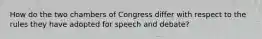 How do the two chambers of Congress differ with respect to the rules they have adopted for speech and debate?