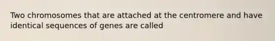 Two chromosomes that are attached at the centromere and have identical sequences of genes are called