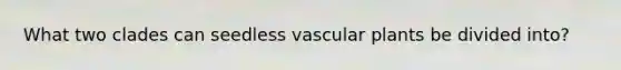 What two clades can seedless vascular plants be divided into?