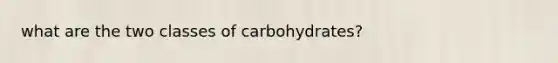 what are the two classes of carbohydrates?