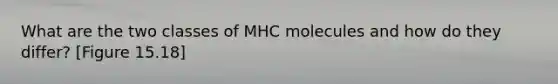 What are the two classes of MHC molecules and how do they differ? [Figure 15.18]