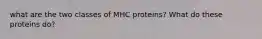 what are the two classes of MHC proteins? What do these proteins do?