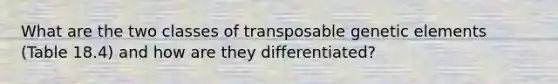 What are the two classes of transposable genetic elements (Table 18.4) and how are they differentiated?