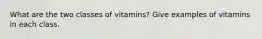 What are the two classes of vitamins? Give examples of vitamins in each class.