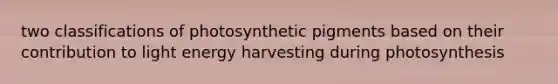 two classifications of photosynthetic pigments based on their contribution to light energy harvesting during photosynthesis