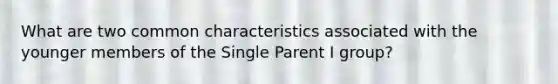 What are two common characteristics associated with the younger members of the Single Parent I group?