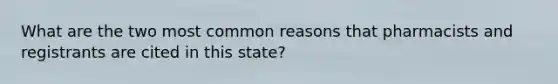 What are the two most common reasons that pharmacists and registrants are cited in this state?