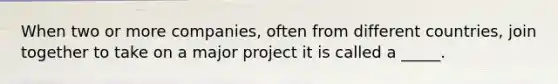 When two or more companies, often from different countries, join together to take on a major project it is called a _____.