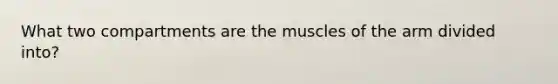 What two compartments are the muscles of the arm divided into?