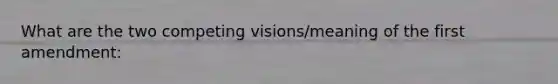 What are the two competing visions/meaning of the first amendment: