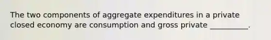 The two components of aggregate expenditures in a private closed economy are consumption and gross private __________.