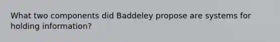 What two components did Baddeley propose are systems for holding information?