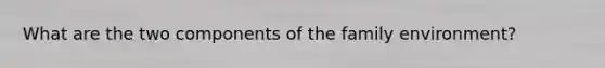 What are the two components of the family environment?