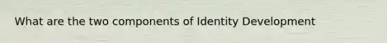 What are the two components of Identity Development