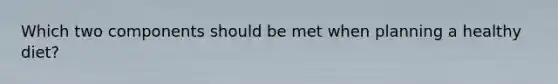 Which two components should be met when planning a healthy diet?